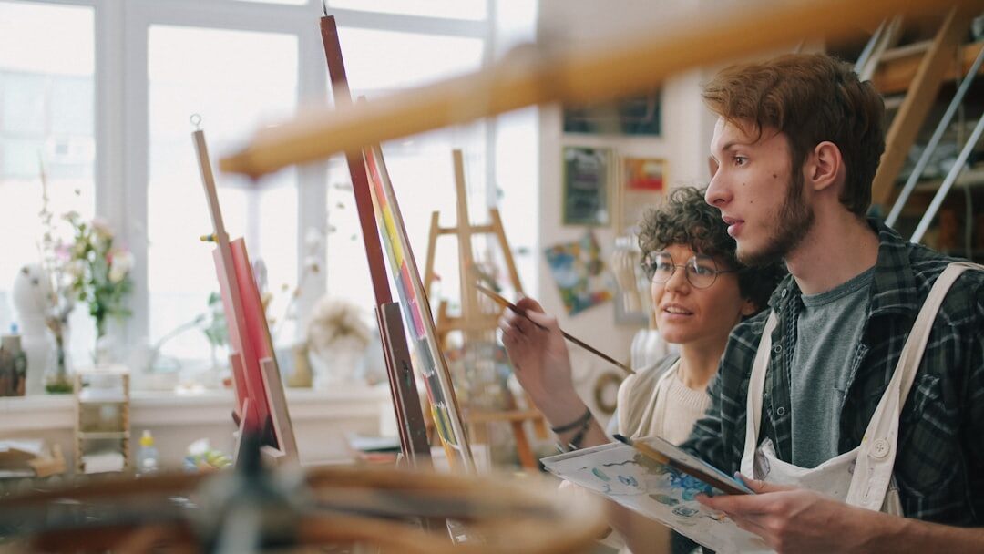 group of seniors in art class