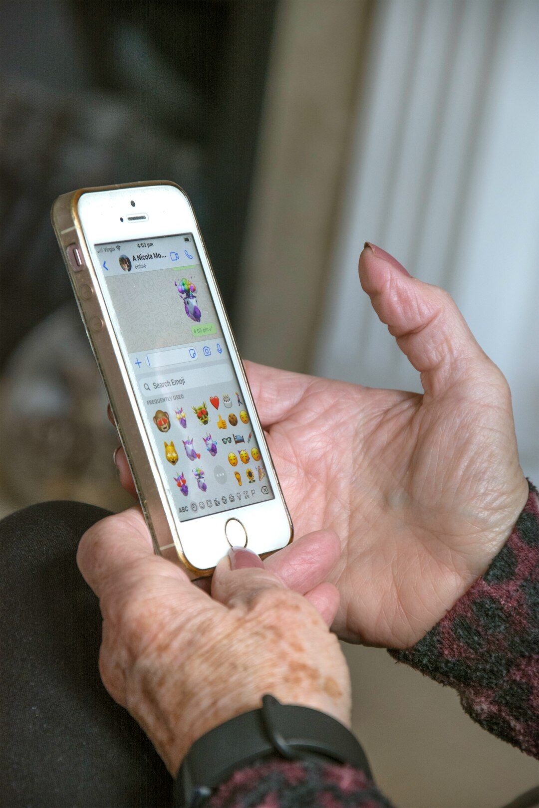 senior using fitness app