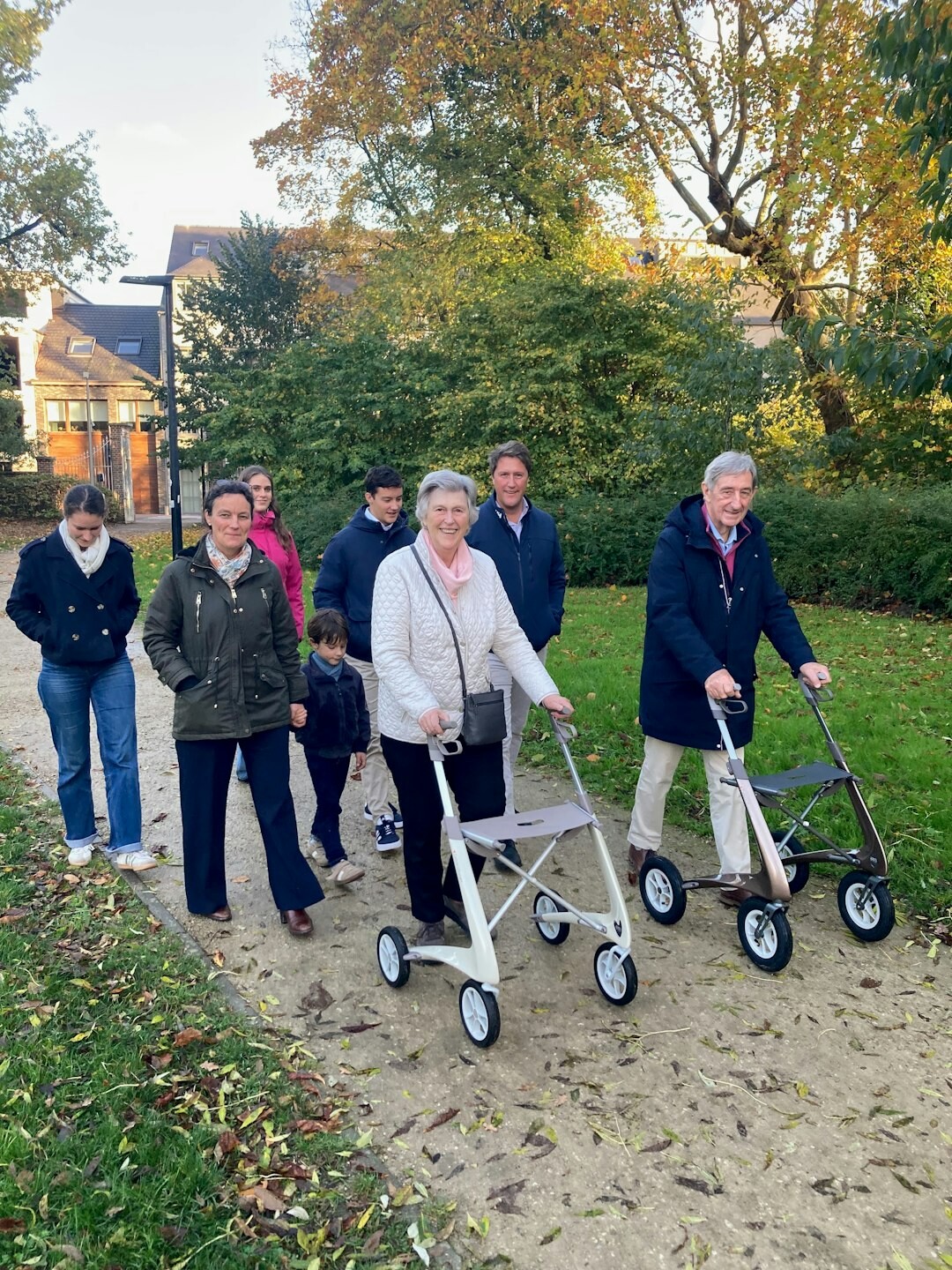 senior couple walking in park